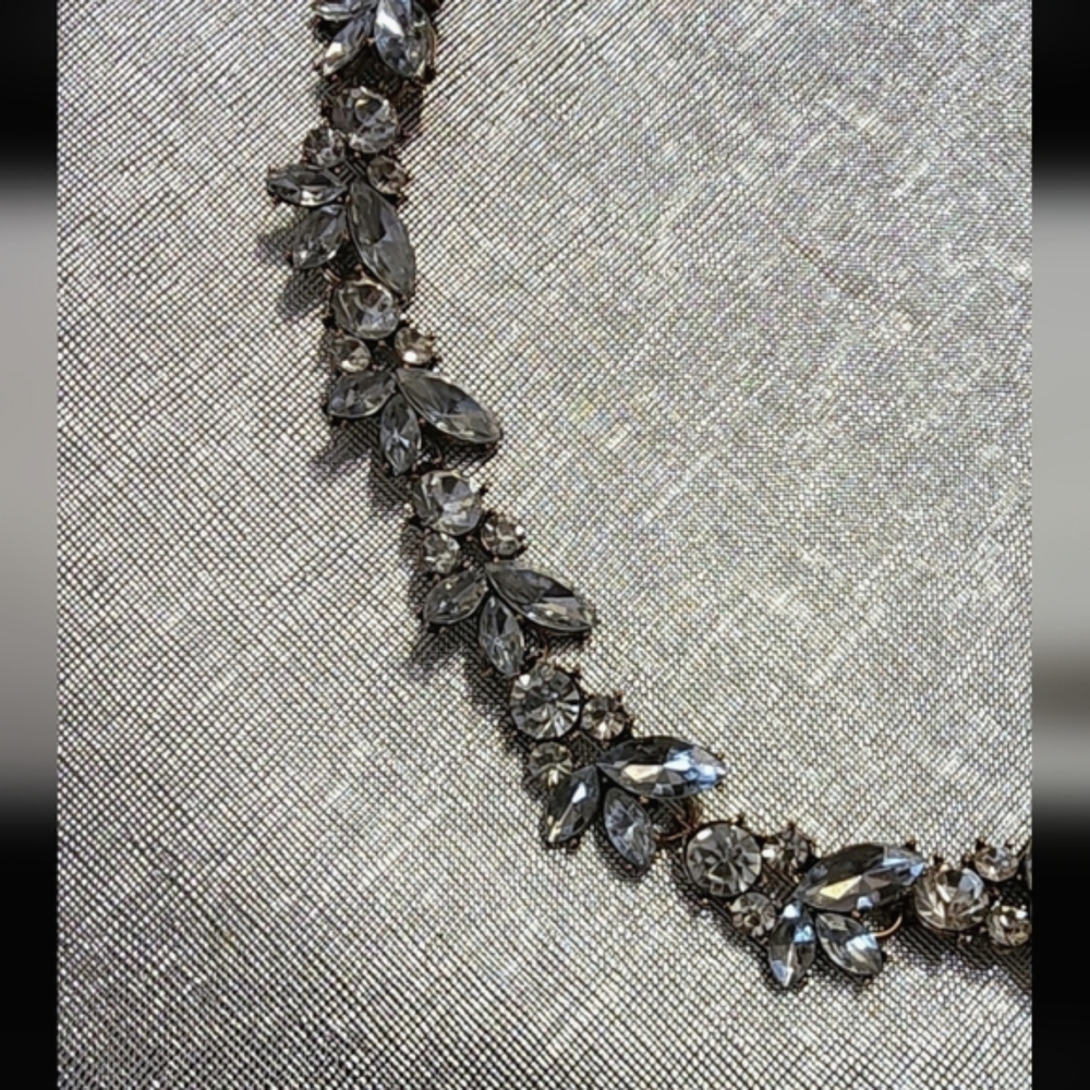 Nwot Clear Austrian Crystal Brass Statement Neckl… - image 3